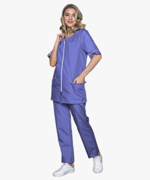 Женский костюм Вера (ткань ТиСи), сиреневый/белый