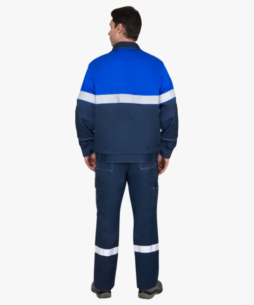 Костюм СИРИУС-САМОТЛОР-РОСС куртка, брюки, темно-синий с васильковым и СОП, антистат. нить, МВО