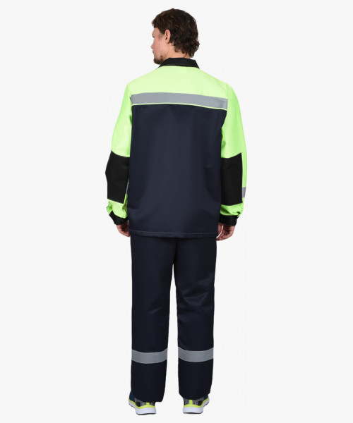 Костюм СИРИУС-ПРОФИЛЬ куртка, брюки, темно-синий с лимонным с черной отделкой и СОП