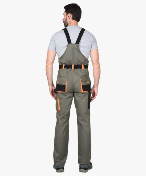 Полукомбинезон СИРИУС-МАНХЕТТЕН оливковый с оранжевым и чер. тк. мех. стрейч пл 260 г/кв.м