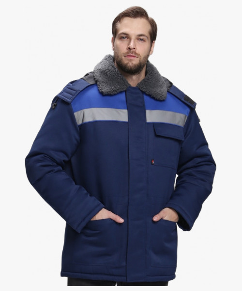Куртка зимняя для бригадира NEW (тк.Смесовая,210), т.синий/васильковый