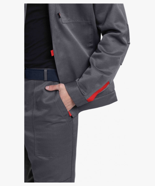 Костюм Фаворит-1 СОП усиленный IMP (тк.Смесовая,210) брюки, т.серый/серый/красный