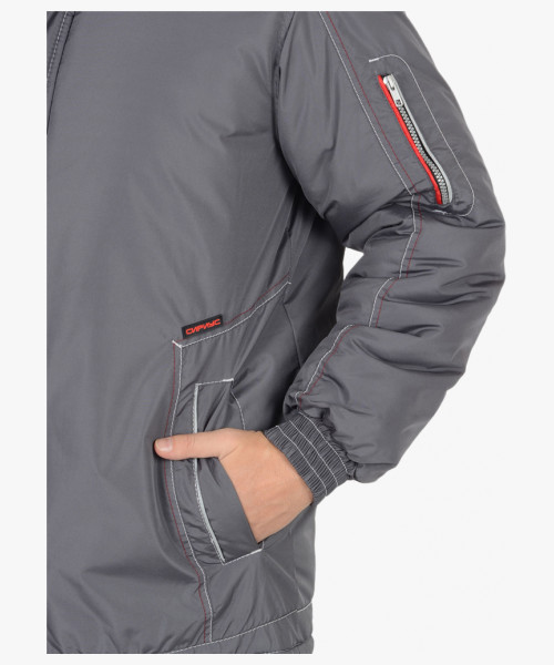 Куртка СИРИУС-АЛЕКС тёмно-серая с красной отделкой