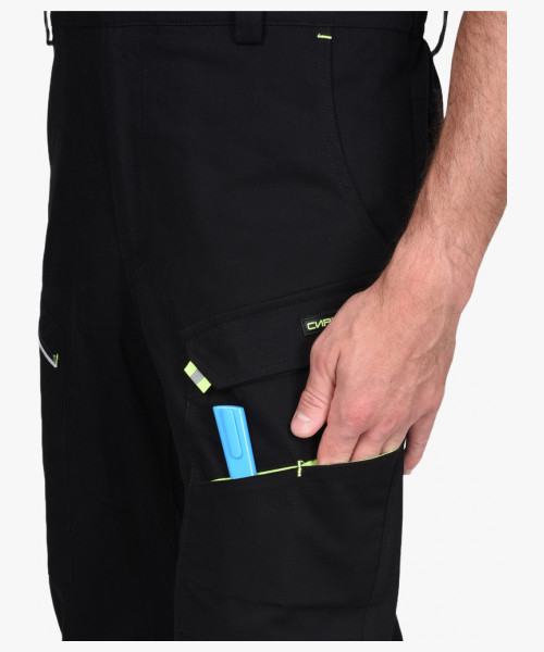 Полукомбинезон мужской летний СИРИУС-ДЕКСТЕР черный с лимонной отделкой, тк. стрейч с ВО