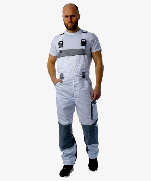 Полукомбинезон летний мужской Brodeks KS402, цвет белый, серый