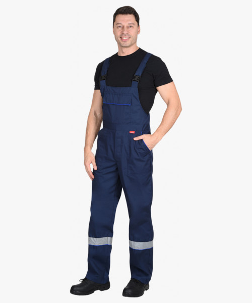 Костюм СИРИУС-МАСТЕР летний: куртка, полукомбинезон, темно-синий с васильковой отделкой