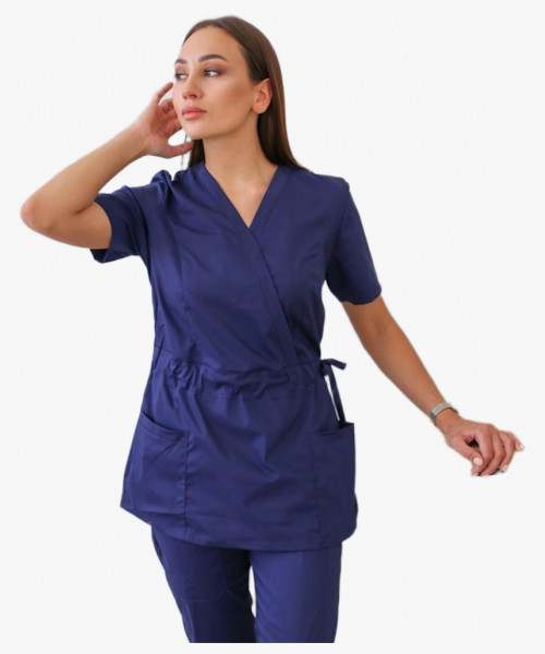 Костюм женский хирургический Модерн-004 (тк.Стрейч,120) MedLine, т.синий