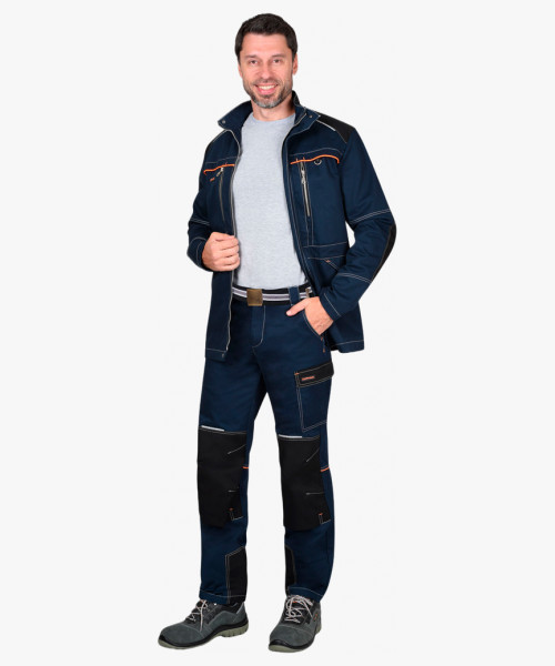 Костюм СИРИУС-ШАТЛ-РОСС куртка, брюки, синий с черным, 80% х/б, пл. 260 г/кв.м