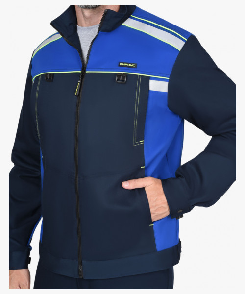 Костюм СИРИУС-ПРАКТИК-ЛЮКС-РОСС куртка, п/к т.синий с васильк. 80% х/б,  пл. 260 г/кв.м