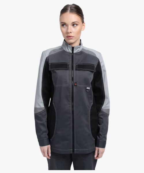 Костюм женский Вектрон-1 У. (тк.Смесовая,240) брюки, т.серый/св.серый/черный