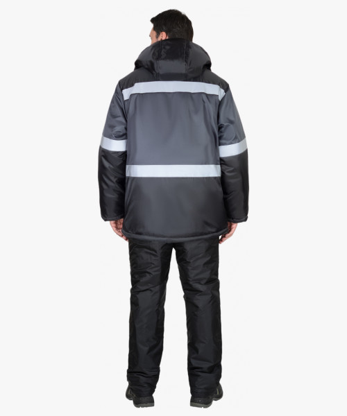 Куртка СИРИУС-ТЕРМИНАЛ зимняя, черная с темно-серым и СОП