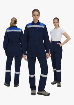 Костюм женский летний Веснис-1 СОП (тк.Саржа,250) брюки, т.синий/васильковый