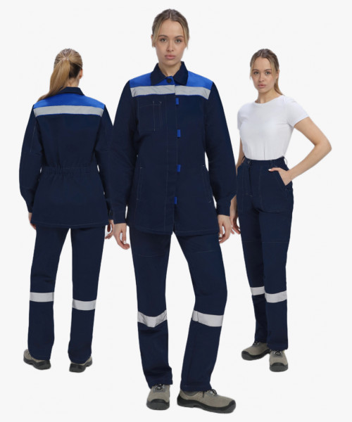 Костюм женский летний Веснис-1 СОП (тк.Саржа,250) брюки, т.синий/васильковый