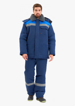 Костюм зимний Квайл-1 СОП (тк. Смесовая, 210 г/м2) брюки, тёмно-синий, васильковый