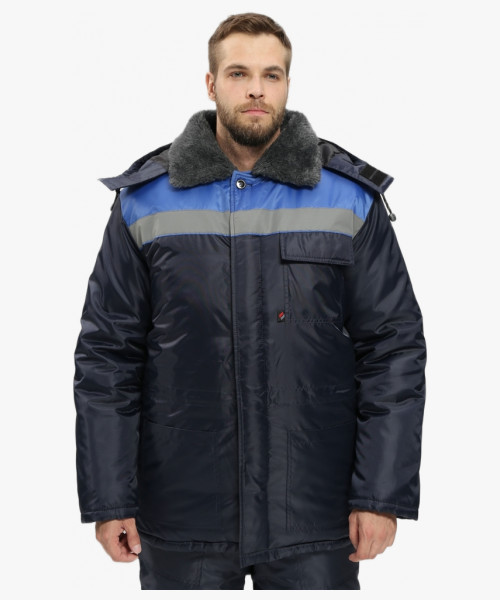 Костюм зимний Труженик-Ультра-2 (тк.Оксфорд) п/к, т.синий/васильковый