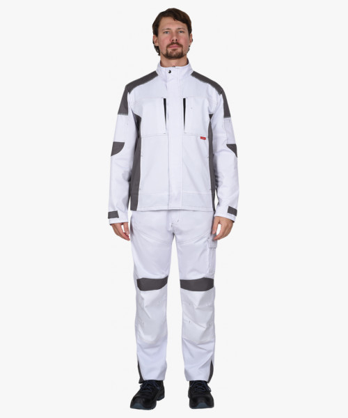 Костюм СИРИУС-ЦИТРИН куртка, брюки белый со средне-серым