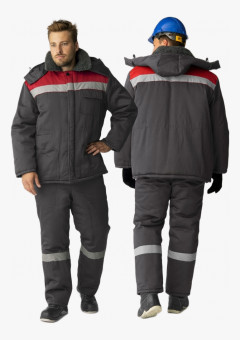 Костюм зимний Труженик-Ультра (тк.Смесовая,210) брюки, т.серый/красный