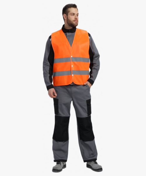 Жилет сигнальный Profline Base с пуговицами (тк.Полиэфир,100), оранжевый