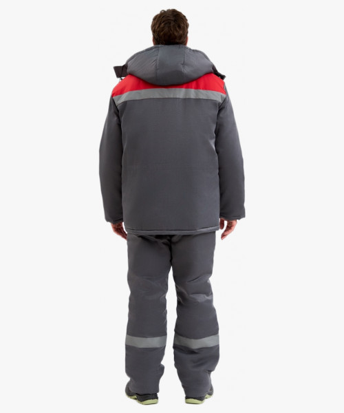 Костюм зимний Труженик-Ультра-1 СОП  (тк.Смесовая,210) брюки, т.серый/красный