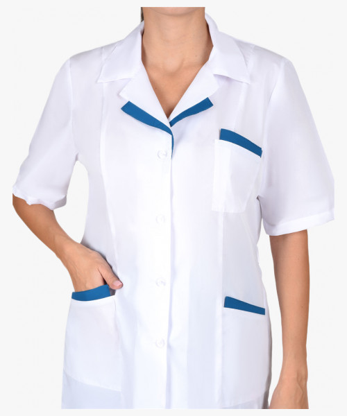 Костюм СИРИУС-ЛИЗА женский белый с тёмно-бирюзовым (СТ)