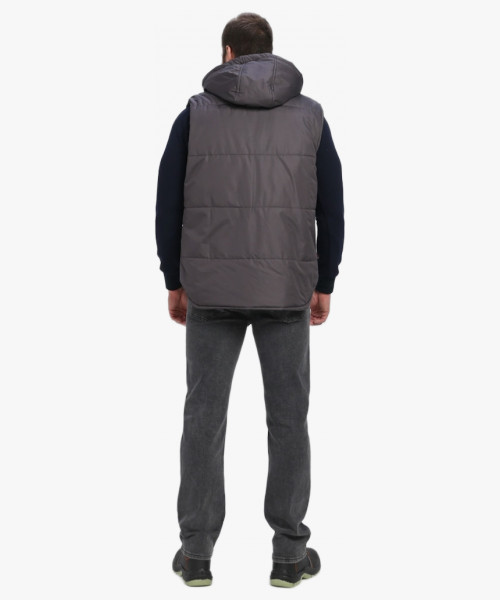 Жилет утепленный с капюшоном Респект (тк.Таслан), т.серый