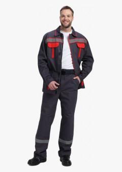 Костюм Итрорис-1 СОП (тк.Саржа,250) брюки, т.серый/красный