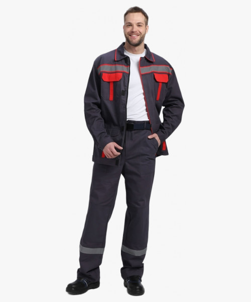 Костюм Итрорис-1 СОП (тк.Саржа,250) брюки, т.серый/красный