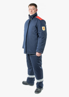 Костюм сварщика зимний 1 кл.защиты СОП (тк.Хлопок-ОП,350) РМ брюки, синий/красный