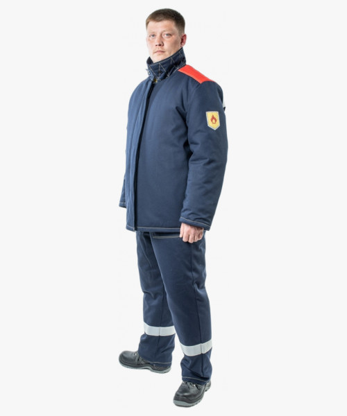 Костюм сварщика зимний 1 кл.защиты СОП (тк.Хлопок-ОП,350) РМ брюки, синий/красный