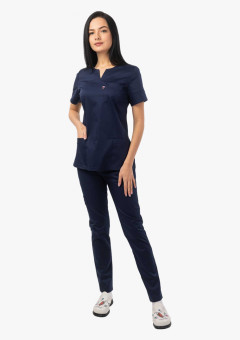 Костюм женский В-504, блуза, брюки, тёмно-синий