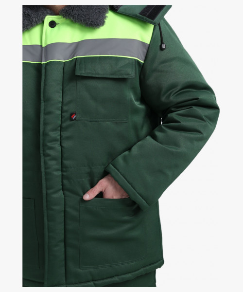 Костюм мужской зимний Квайл-1 СОП (тк.Смесовая,210) брюки, т.зеленый/желтый