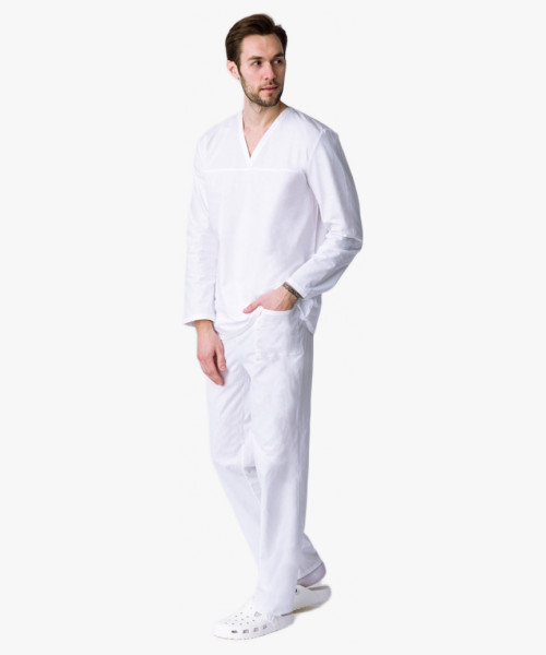 Костюм пекаря с длинным рукавом (тк.Бязь,145), белый