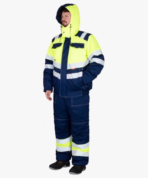 Костюм СИРИУС-НАВИГАТОР-2 зимний, куртка кор., полукомбинезон, синий с лимонным и СОП