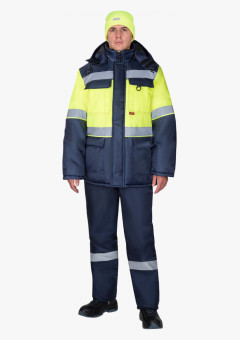 Куртка мужская зимняя СИРИУС-ТЕРМИНАЛ-2, тёмно-синяя с лимонным и СОП
