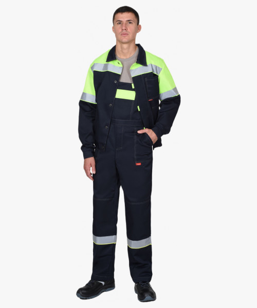 Костюм СИРИУС-ЛЕГИОНЕР куртка короткая, п/к, синий с лимонным и СОП