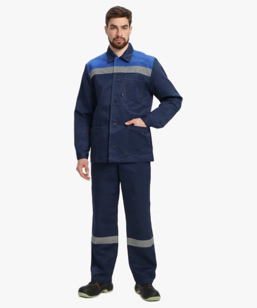 Костюм Стандарт СОП усиленный (тк.Смесовая,210) брюки, т.синий/васильковый