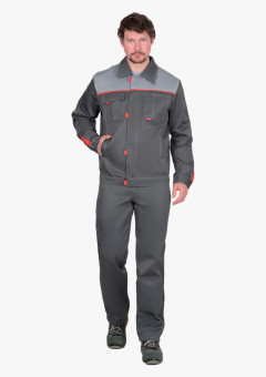 Костюм мужской летний СИРИУС-ФАВОРИТ куртка, брюки, т.серый со св.серым