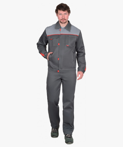 Костюм мужской летний СИРИУС-ФАВОРИТ куртка, брюки, т.серый со св.серым