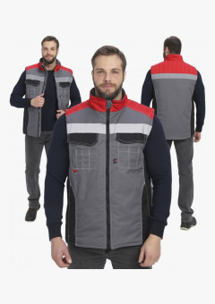 Жилет утепленный Вектрон СОП (тк.Смесовая,240), серый/черный/красный