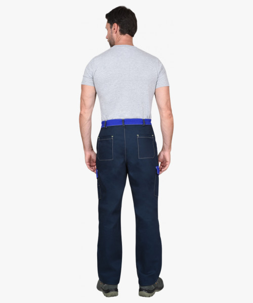 Костюм СИРИУС-КАРАТ-РОСС куртка, брюки темно-синий с васильковым, 80% х/б, пл. 260 г/кв.м