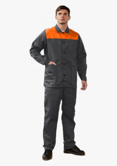 Костюм рабочий (тк.Смесовая,210) брюки, т.серый/оранжевый