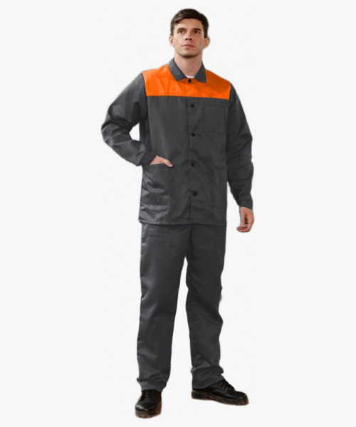 Костюм рабочий (тк.Смесовая,210) брюки, т.серый/оранжевый