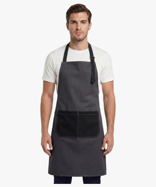 Фартук с грудкой Модеринт (тк.Смесовая,210), серый/черный