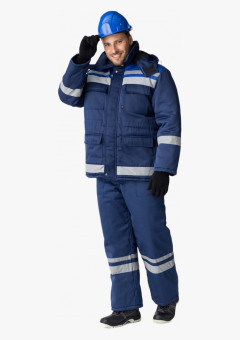 Костюм зимний Горизонт-Люкс (Смесовая, 210) брюки, темно-синий/васильковый