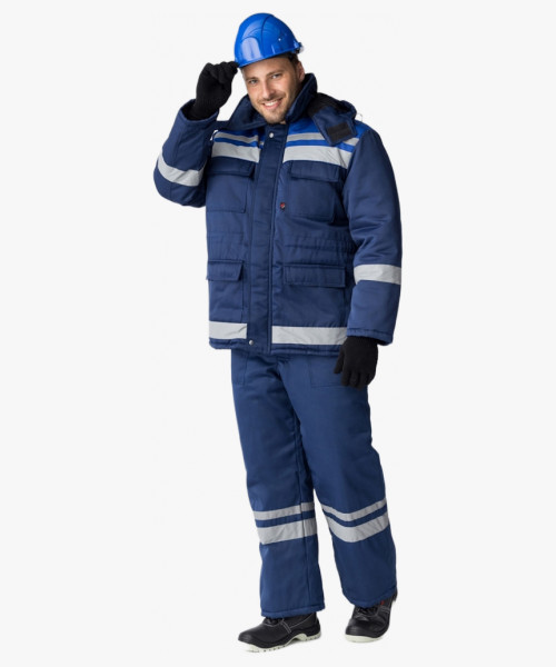Костюм зимний Горизонт-Люкс (Смесовая, 210) брюки, темно-синий/васильковый