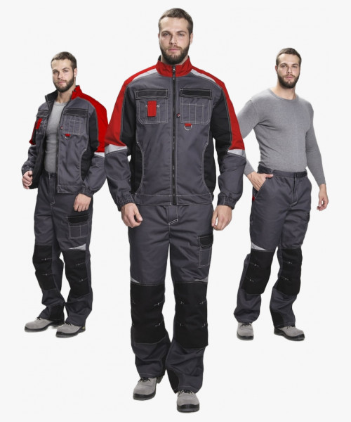 Костюм Формула (тк.Смесовая,240) брюки, серый/красный/черный