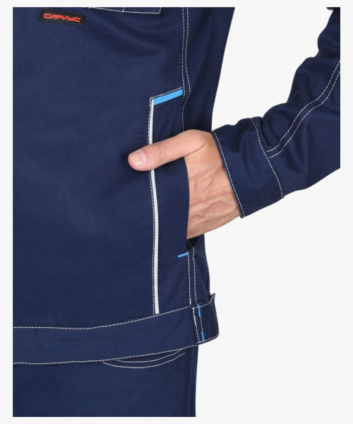 Костюм СИРИУС-ДЖЕТ куртка, полукомбинезон синий с голубым тк. мех. стрейч с ВО