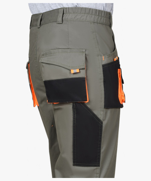 Костюм СИРИУС-МАНХЕТТЕН куртка, брюки оливковый с оранжевым и чер. тк. мех. стрейч пл 260 г/кв.м