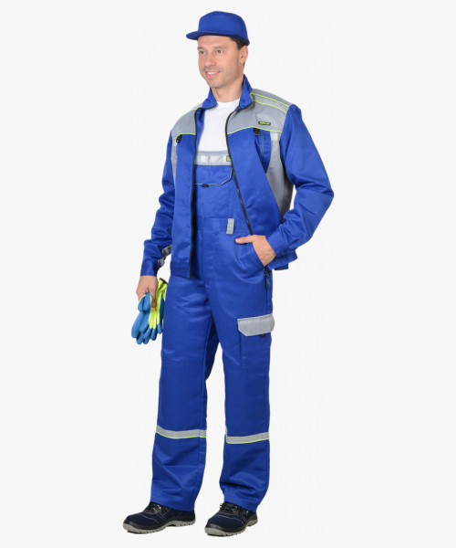 Костюм СИРИУС-ПРАКТИК куртка, п/к васильковый со св.серым