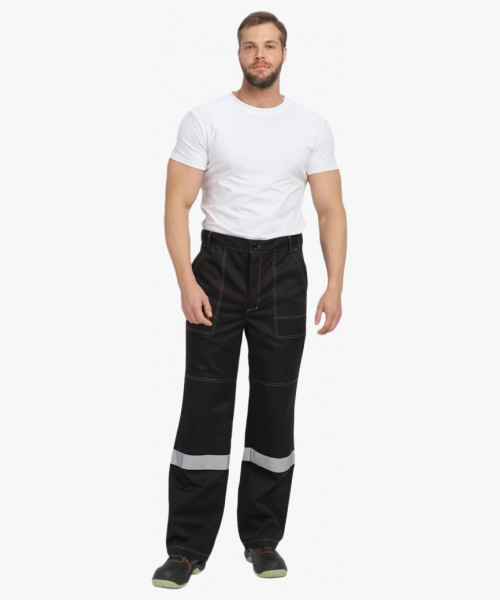 Костюм Виват-1 Премиум CH МВО (тк.Смесовая,240) брюки, черный/оранжевый